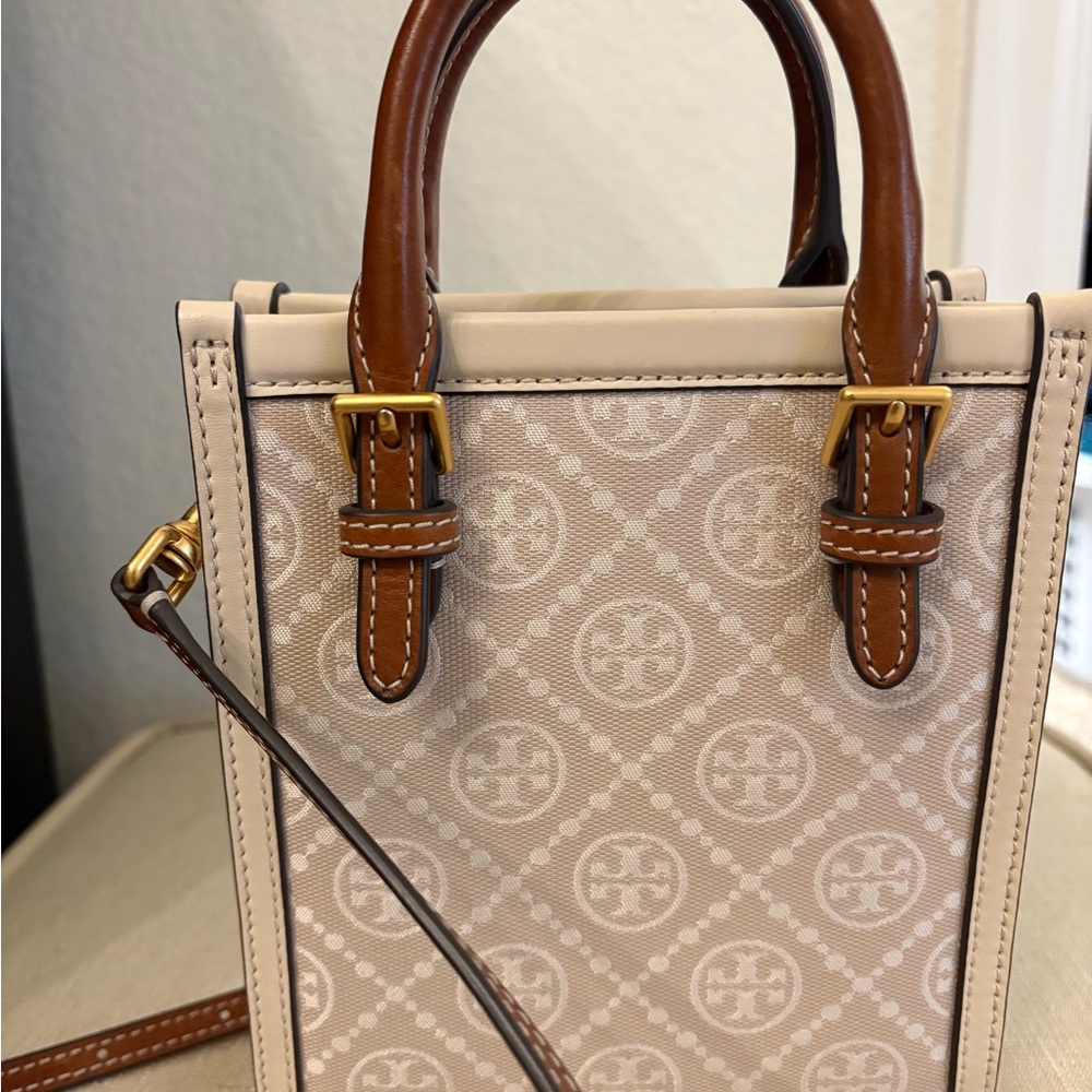 Tory Burch Cream and Brown Mini Bag - Picture 3 of 6